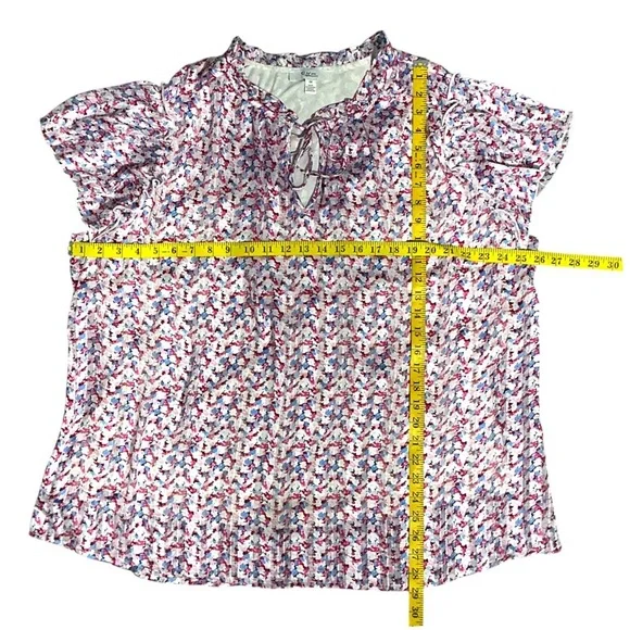 C by One Blouse Flutter Sleeve Summer Top Boho Semitransparent Lined Plus 2X - Picture 9 of 16